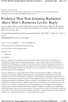 The Evidence That NonIonizing Radiation Alters Mens Hormone Levels by W James Reply to Letter to the Editor