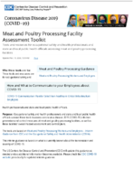 Meat and Poultry Processing Facility Assessment Toolkit Nov 13 2020