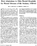 First admissions to Ohio Mental Hospitals for mental diseases of the senium 195861
