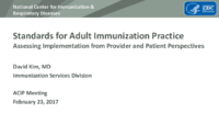 Standards for adult immunization practice assessing implementation from provider and patient perspectives