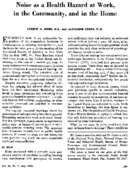 Noise As A Health Hazard At Work In The Community And In The Home
