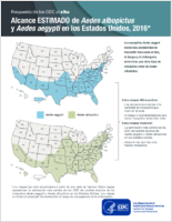 Alcance ESTIMADO de Aedes albopictus y Aedes aegypti en los Estados Unidos 2016