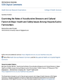 Examining the Roles of Acculturative Stressors and Cultural Factors in Major Health and Safety Issues Among HispanicLatino Farmworkers