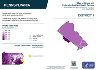 PA Congressional District 01 Stroke and Federally Qualified Health Centers Map 119th Congress