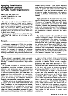 Applying Total Quality Management Concepts To Public Health Organizations