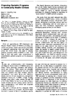 Financing geriatric programs in community health centers