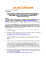 CDC guidance for travel and testing of pregnant women and women of reproductive age for Zika virus infection related to the investigation for local mosquitoborne Zika virus transmission in MiamiDade and Broward Counties Florida