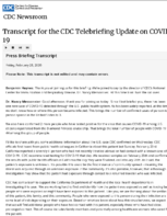 CDC Media Telebriefing Update on COVID19 For Immediate Release Friday February 28 2020