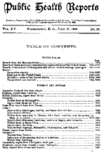 Public Health Reports  v XV no 29  table of contents