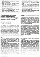 The Association Of Prenatal Nutrition And Educational Services With Low Birth Weight Rates In A Florida Program