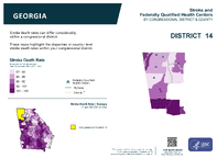 GA Congressional District 14 Stroke and Federally Qualified Health Centers Map 118th Congress