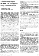 A preliminary report on RPR test for syphilis using unheated serum