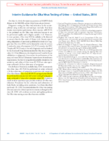 Interim Guidance for Zika Virus Testing of Urine  United States 2016