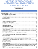 Meeting of the Advisory Committee on Immunization Practices ACIP October 2021 2021 summary minutes