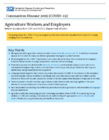 Agriculture workers and employers interim guidance from CDC and the US Department of Labor June 1 2020