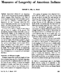 Measures Of Longevity Of American Indians