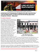 Lieutenant and Probationary Firefighter Die After Experiencing Thermal Degradation of SelfContained Breathing Apparatus Facepiece Lenses  Maryland