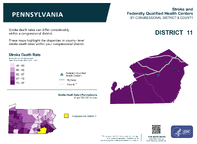 PA Congressional District 11 Stroke and Federally Qualified Health Centers Map 118th Congress