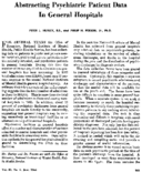 Abstracting psychiatric patient data in general hospitals