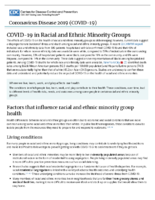 Coronavirus Disease 2019 COVID19 COVID19 in Racial and Ethnic Minority Groups June 4 2020
