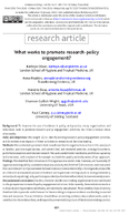 What Works to Promote ResearchPolicy Engagement