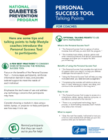 National Diabetes Prevention Program Personal Success Tool Talking Point for Coaches