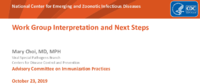 Work Group interpretation and next steps