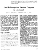 Oral poliomyelitis vaccine program in Cincinnati