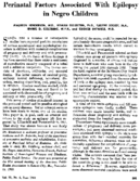 Perinatal Factors Associated With Epilepsy In Negro Children