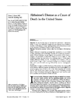 Alzheimers disease as a cause of death in the United States