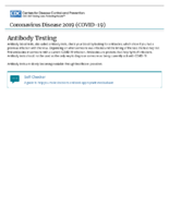 Coronavirus disease 2019 COVID19 antibody testing