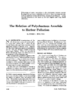 The relation of polychaetous annelids to harbor pollution