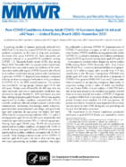 PostCOVID Conditions Among Adult Covid19 Survivors Aged 1864 and 65 Years  United States March 2020November 2021