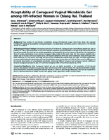 Acceptability of Carraguard Vaginal Microbicide Gel among HIVInfected Women in Chiang Rai Thailand