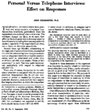 Personal Versus Telephone Interviews Effect On Responses
