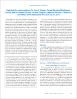 Updated Recommendations for Use of Tetanus Toxoid Reduced Diphtheria Toxoid and Acellular Pertussis Vaccine Tdap in Pregnant WomenAdvisory Committee on Immunization Practices ACIP 2012