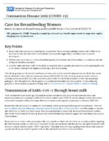 Care for Breastfeeding Women Interim Guidance on Breastfeeding and Breast Milk Feeds in the Context of COVID19 April 28 2020