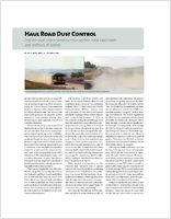 Haul Road Dust Control  Fugitive Dust Characteristic From Surface Mine Haul Roads And Methods Of Control