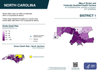 NC Congressional District 01 Stroke and Federally Qualified Health Centers Map 119th Congress