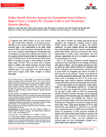 Public Health Science Agenda for Congenital Heart Defects Report From a Centers for Disease Control and Prevention Experts Meeting