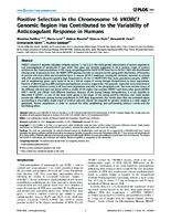 Positive Selection in the Chromosome 16 VKORC1 Genomic Region Has Contributed to the Variability of Anticoagulant Response in Humans