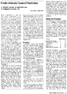 Public Attitude Toward Pesticides A Random Survey Of Pesticide Use In Allegheny County Pa