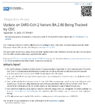 Update on SARS CoV2 Variant BA286 Being Tracked by CDC September 15 2023