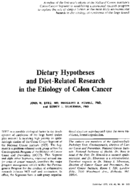 Dietary Hypotheses And DietRelated Research In The Etiology Of Colon Cancer