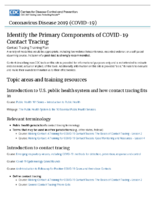 Identify the primary components of COVID19 contact tracing contact tracing training plan