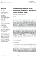 Heart Failure and LateOnset Alzheimers Disease A Mendelian Randomization Study
