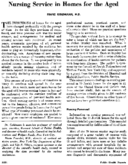 Nursing service in homes for the aged