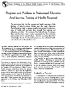 Programs and problems in professional education and inservice training of health personnel