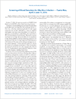 Screening of Blood Donations for Zika Virus Infection  Puerto Rico April 3June 11 2016