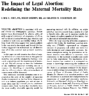The impact of legal abortion redefining the maternal mortality rate